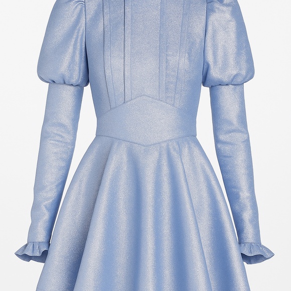 Dolls Kill Astrid Mini Dress | Glitter Blue Party Gothic Skater Dress (S) - Picture 14 of 14